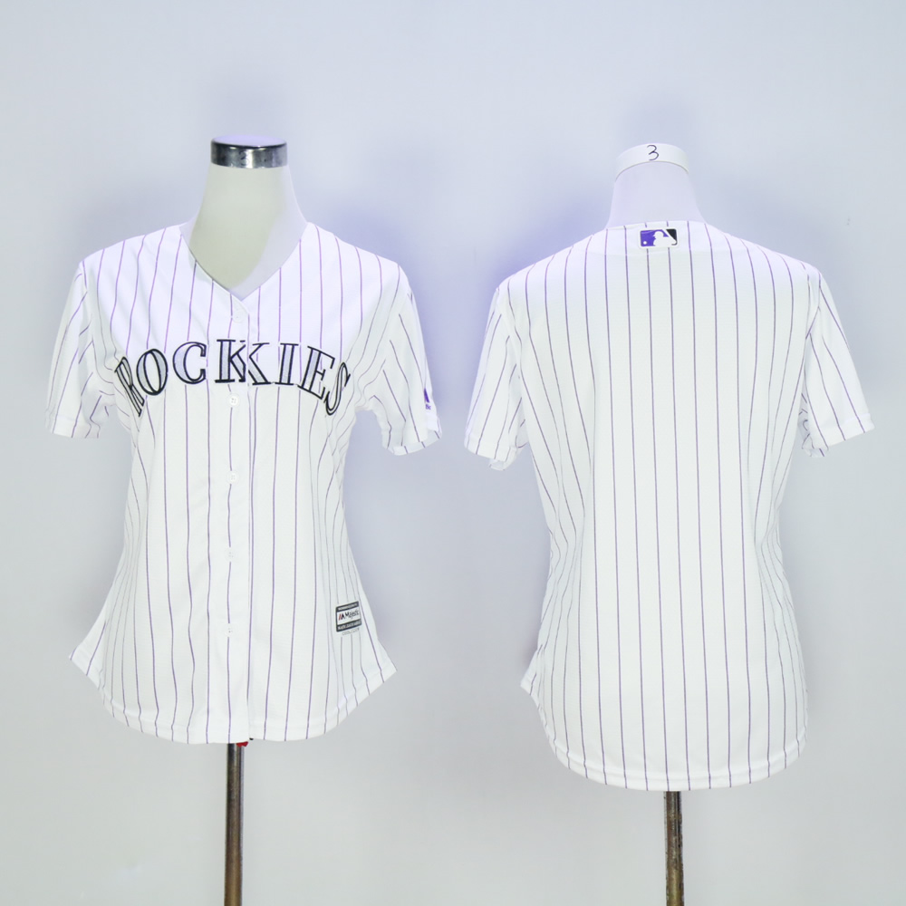 Women Colorado Rockies Blank White MLB Jerseys->women mlb jersey->Women Jersey